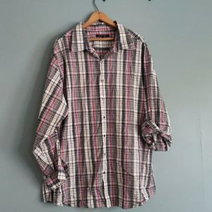 🛍️5/$20🛍️ Synrgy Long Sleeve Checkered Button Down 2XL NWOT Pink, Gray, White
